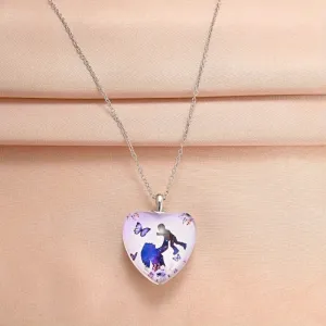 Purple Heart Pendant Necklace for Men and Women
