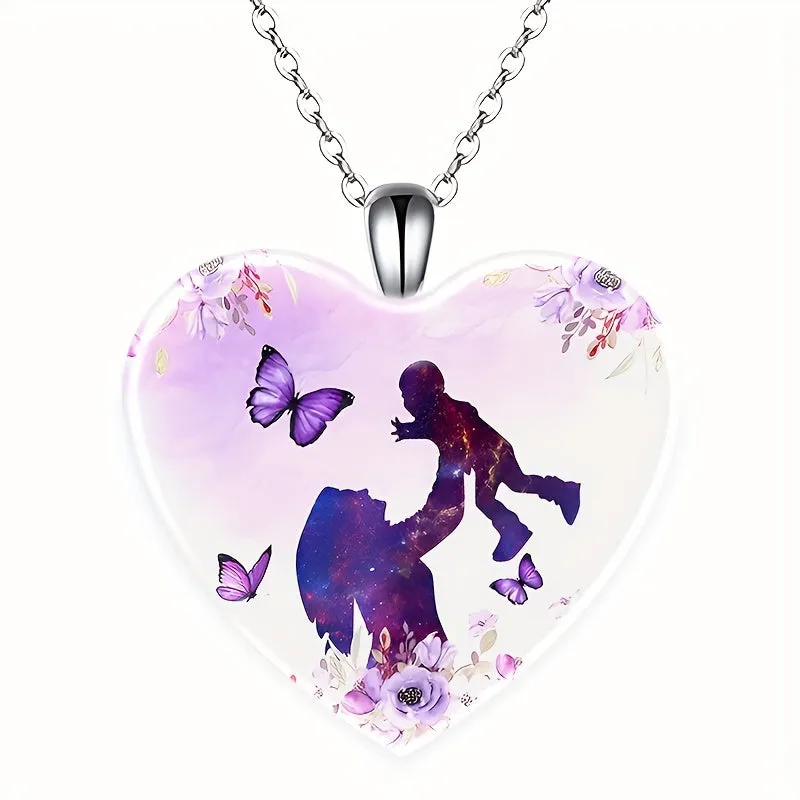 Purple Heart Pendant Necklace for Men and Women