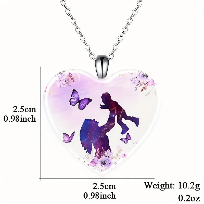 Purple Heart Pendant Necklace for Men and Women