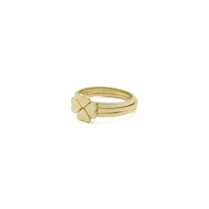 "Four-Leaf Clover" Heart Stackable Rings (14K)