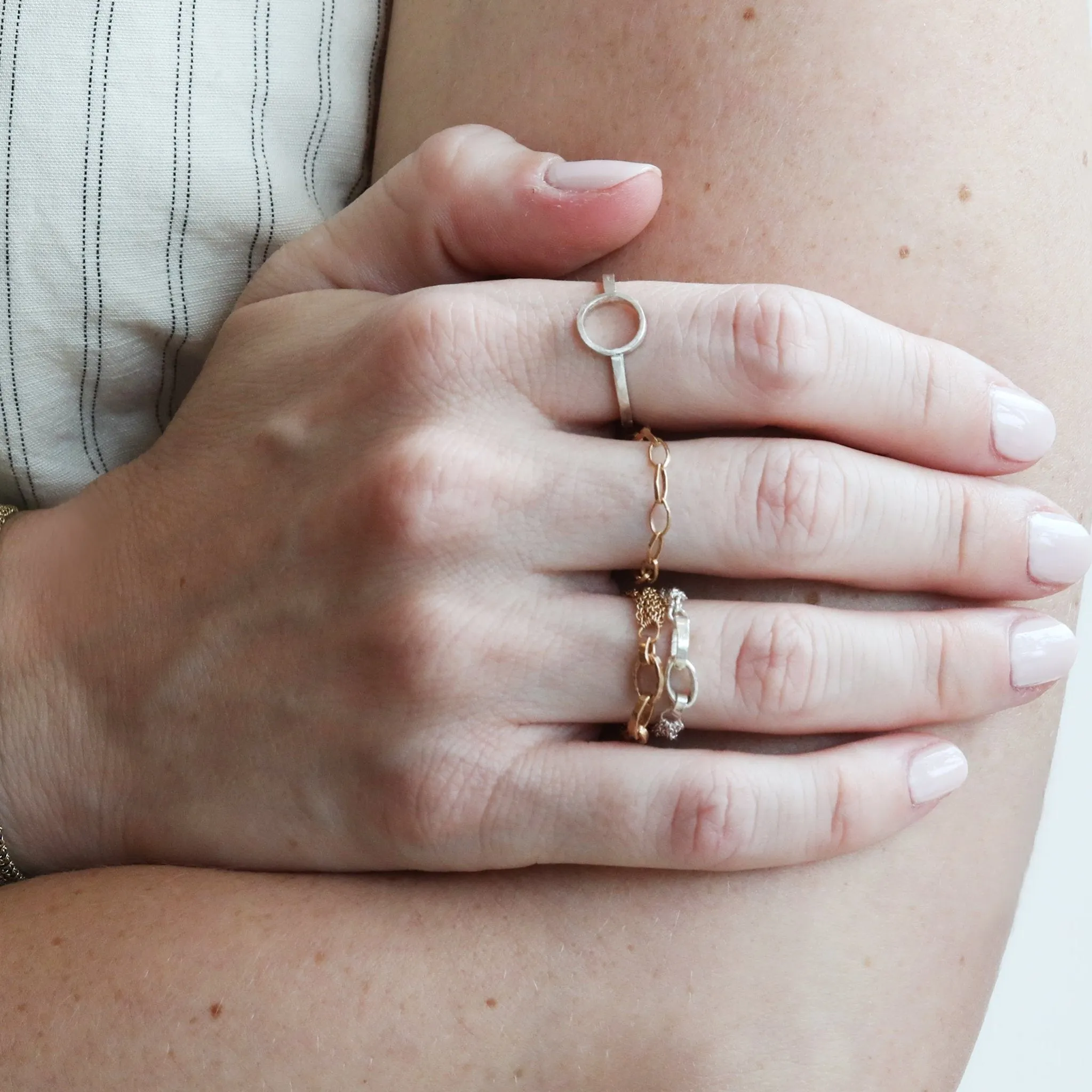 "Izzy" 14K Yellow Gold Multi Row Chain Ring