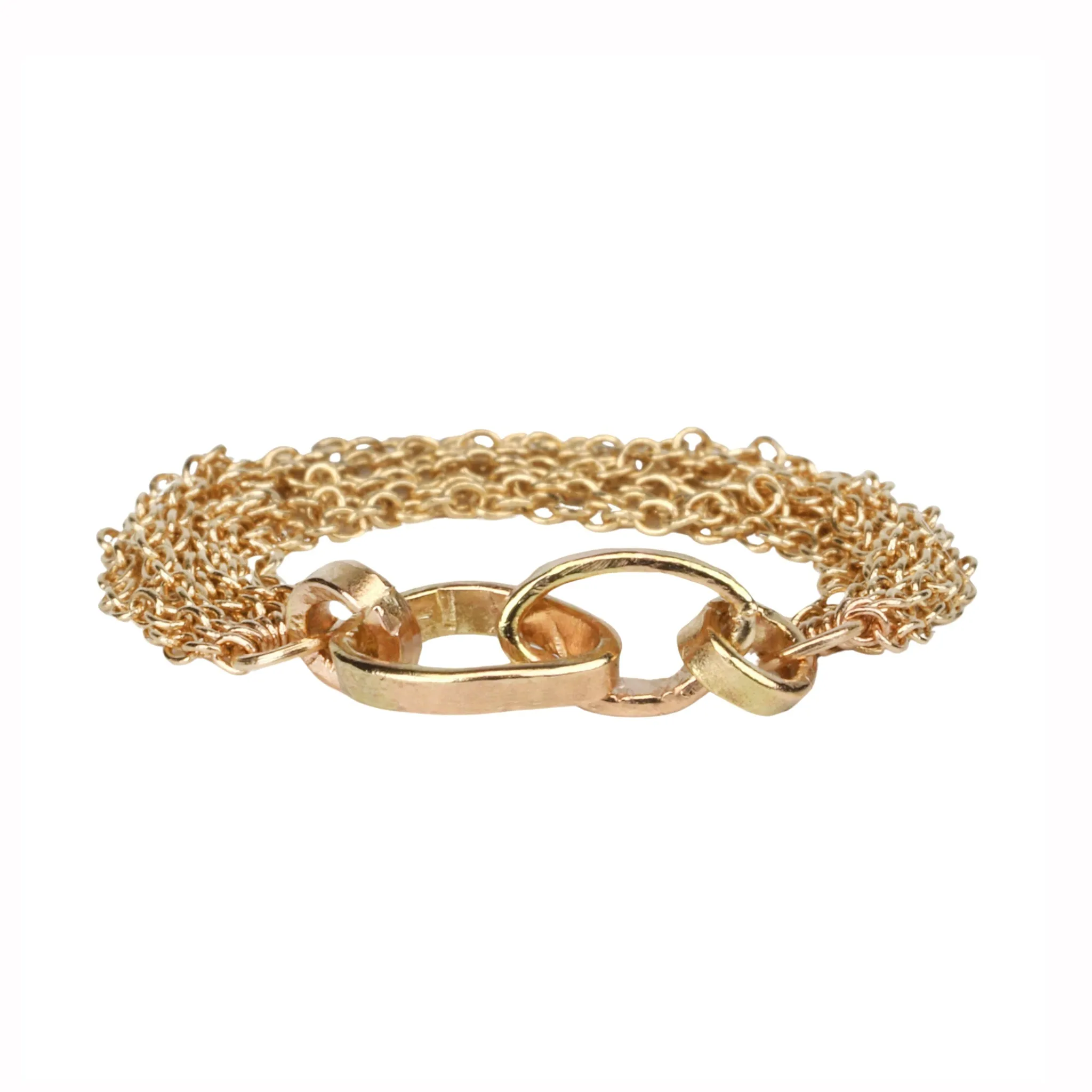 "Izzy" 14K Yellow Gold Multi Row Chain Ring