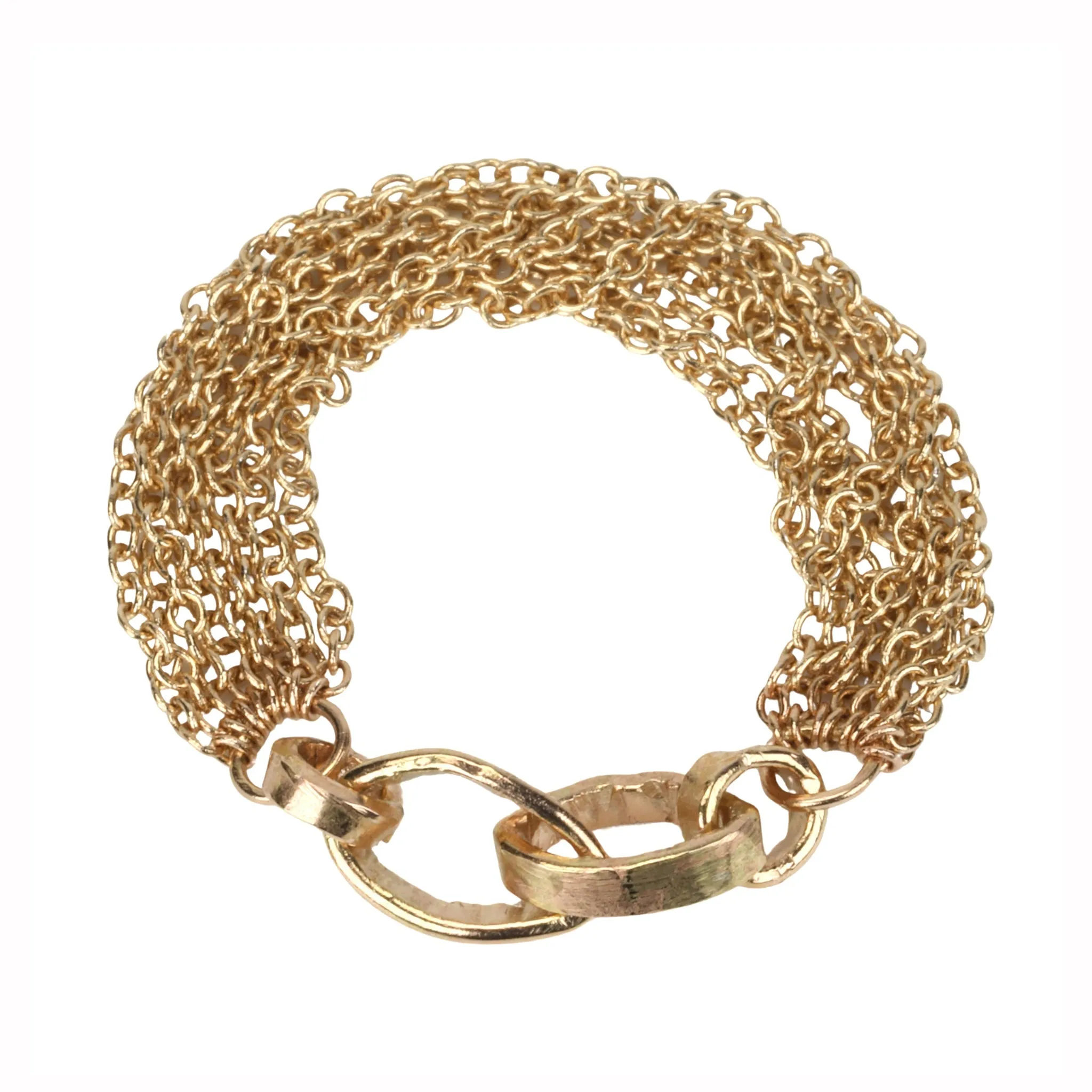 "Izzy" 14K Yellow Gold Multi Row Chain Ring
