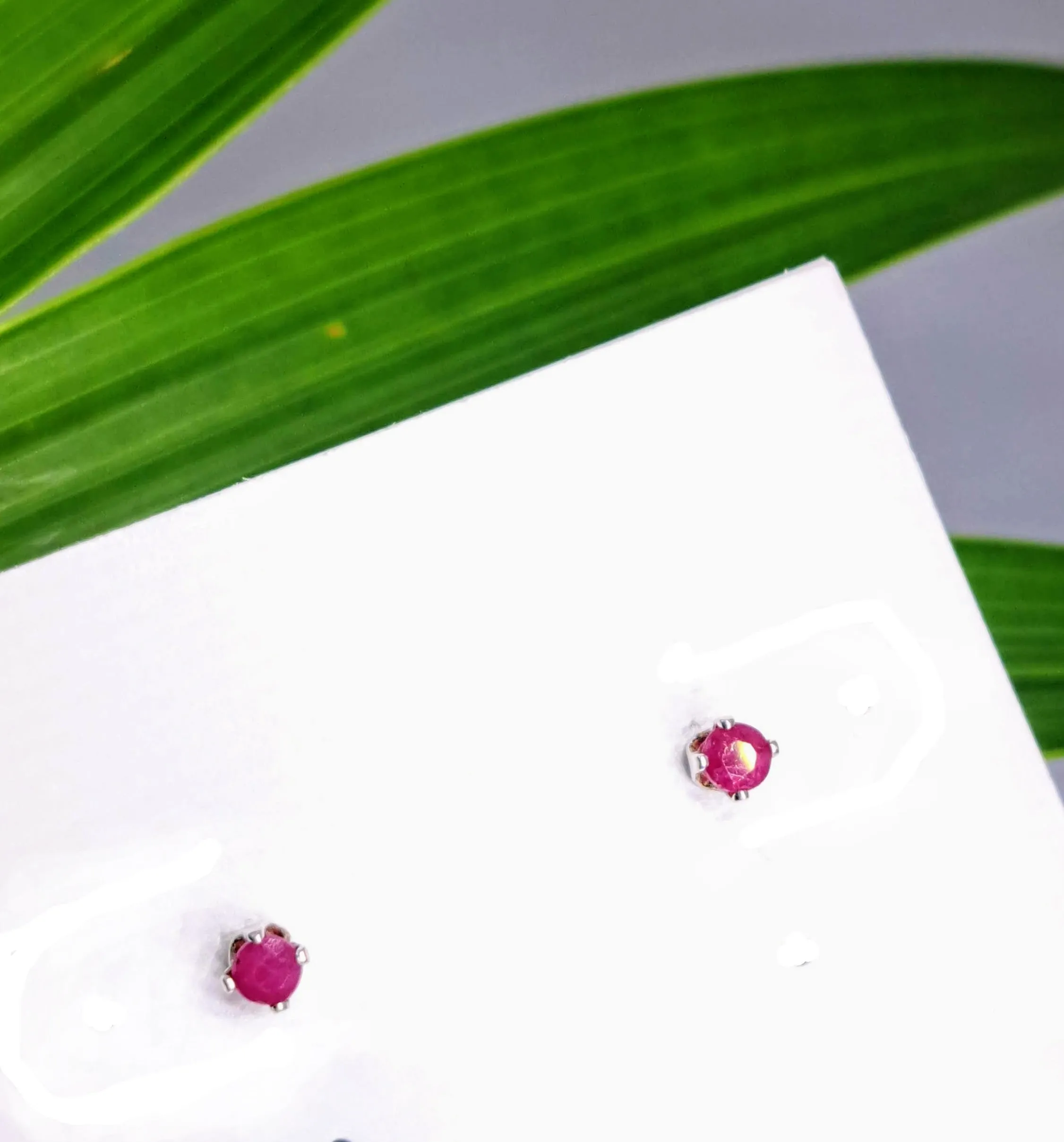 "Ruby Studs" 3.25mm Earrings - Ruby, Sterling