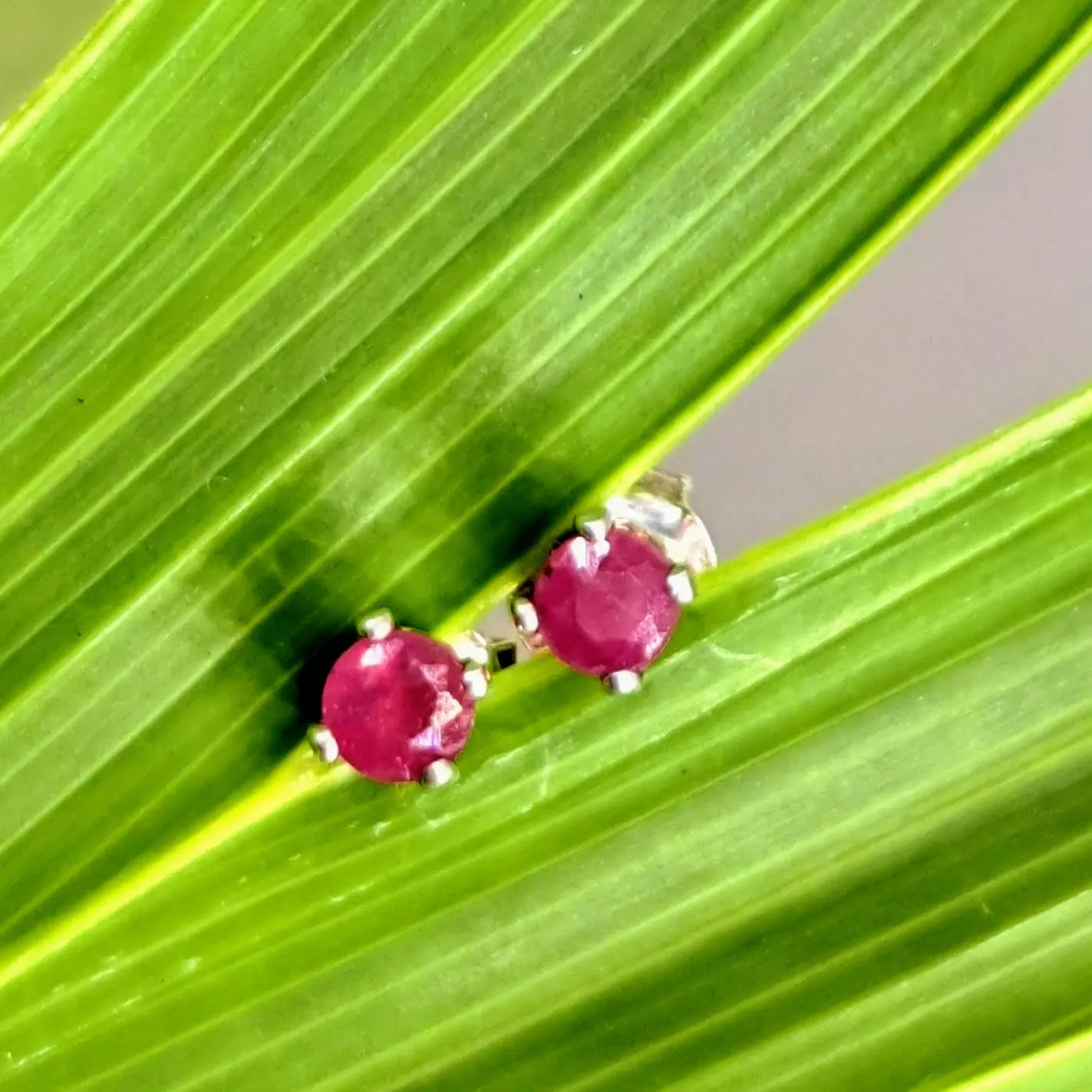 "Ruby Studs" 3.25mm Earrings - Ruby, Sterling