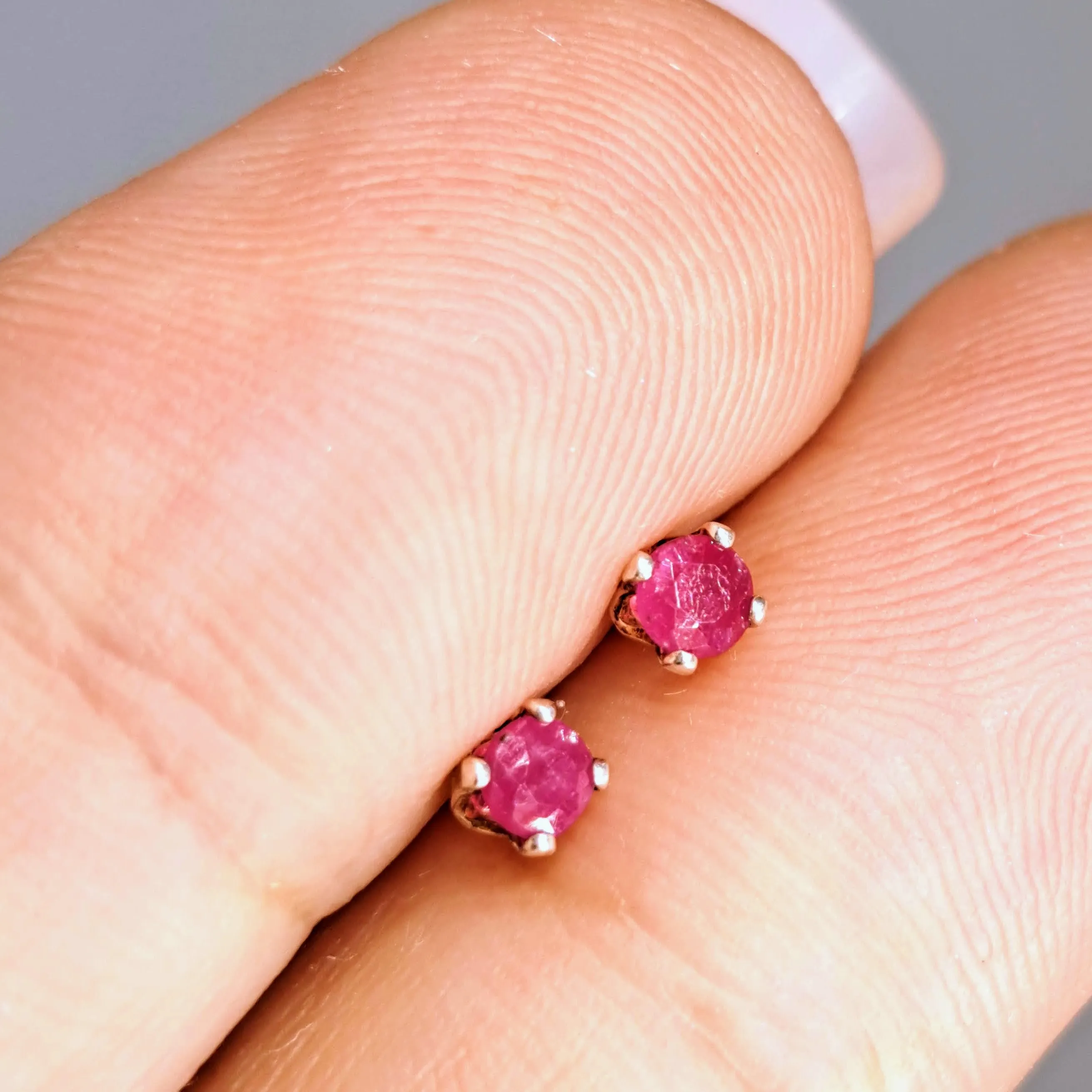 "Ruby Studs" 3.25mm Earrings - Ruby, Sterling
