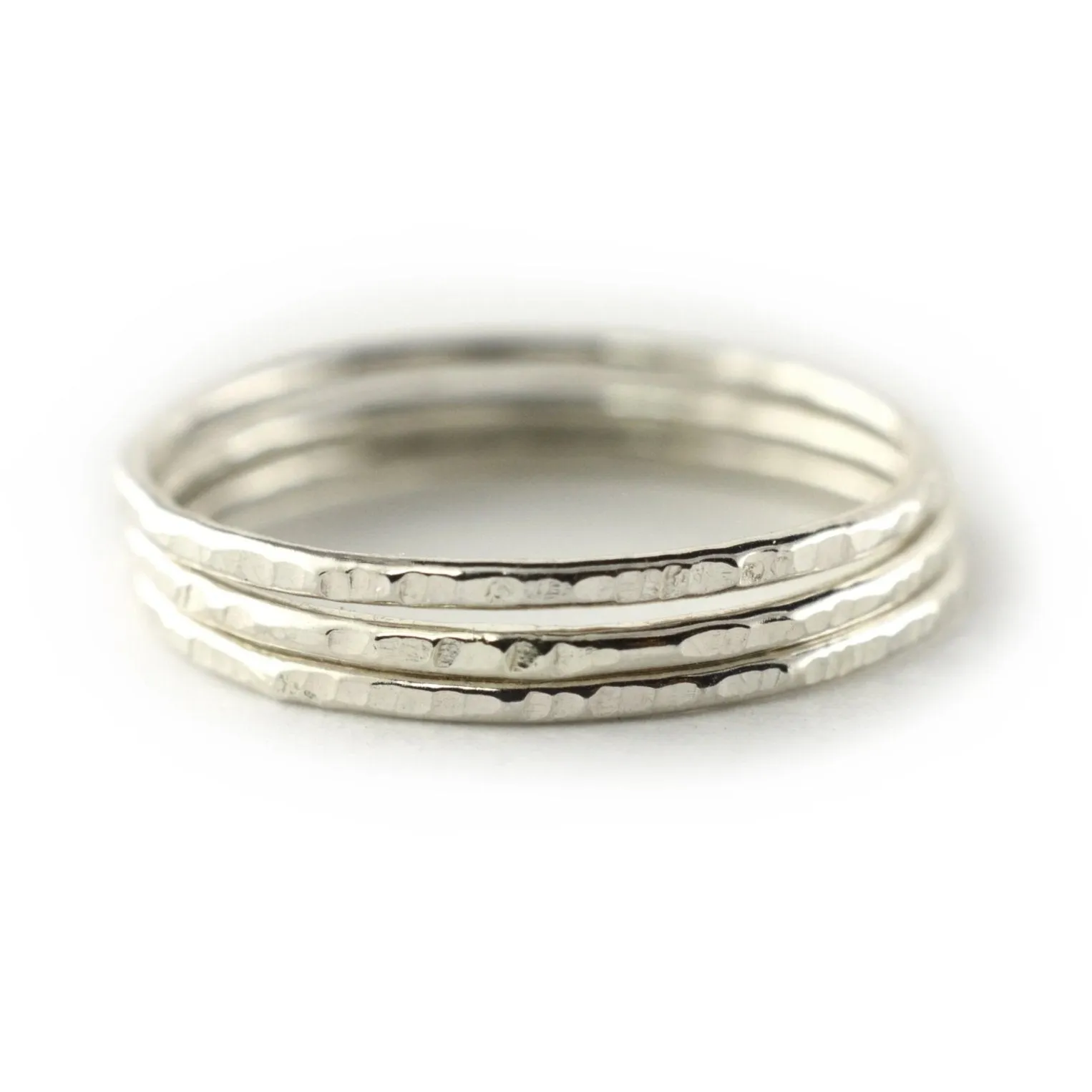 "Tree Bark" Silver Stacking Ring - Set of 3