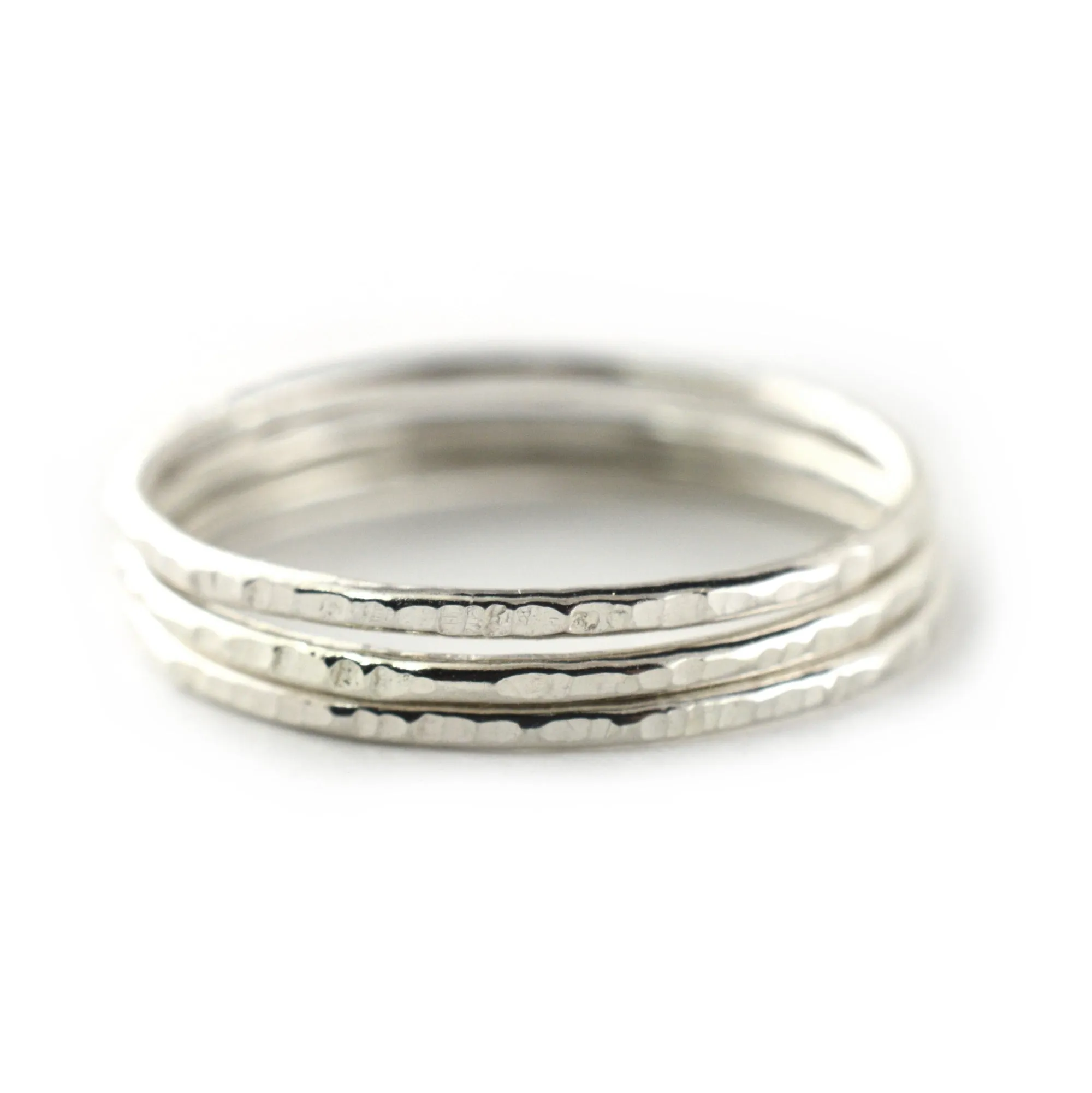 "Tree Bark" Silver Stacking Ring - Set of 3