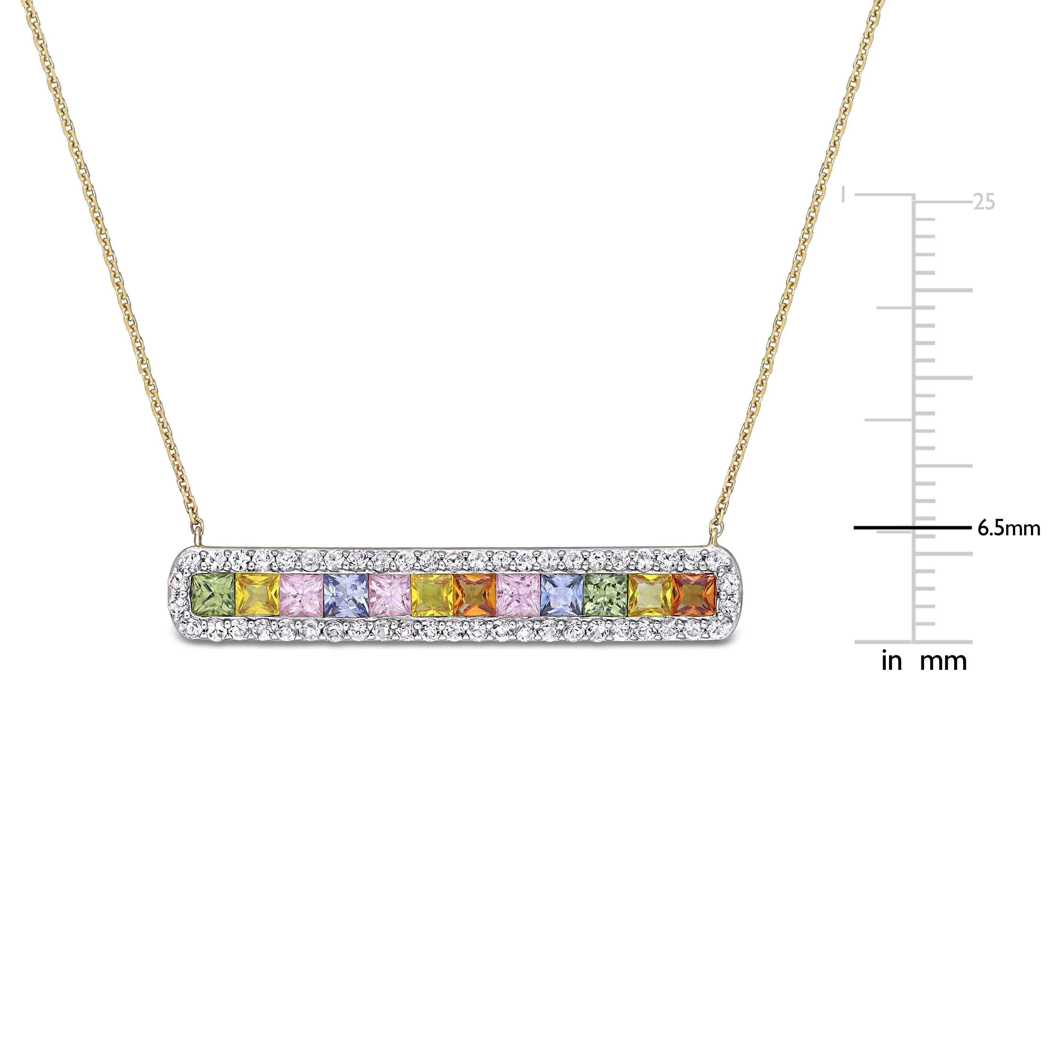 Rainbow Sapphire Bar Necklace