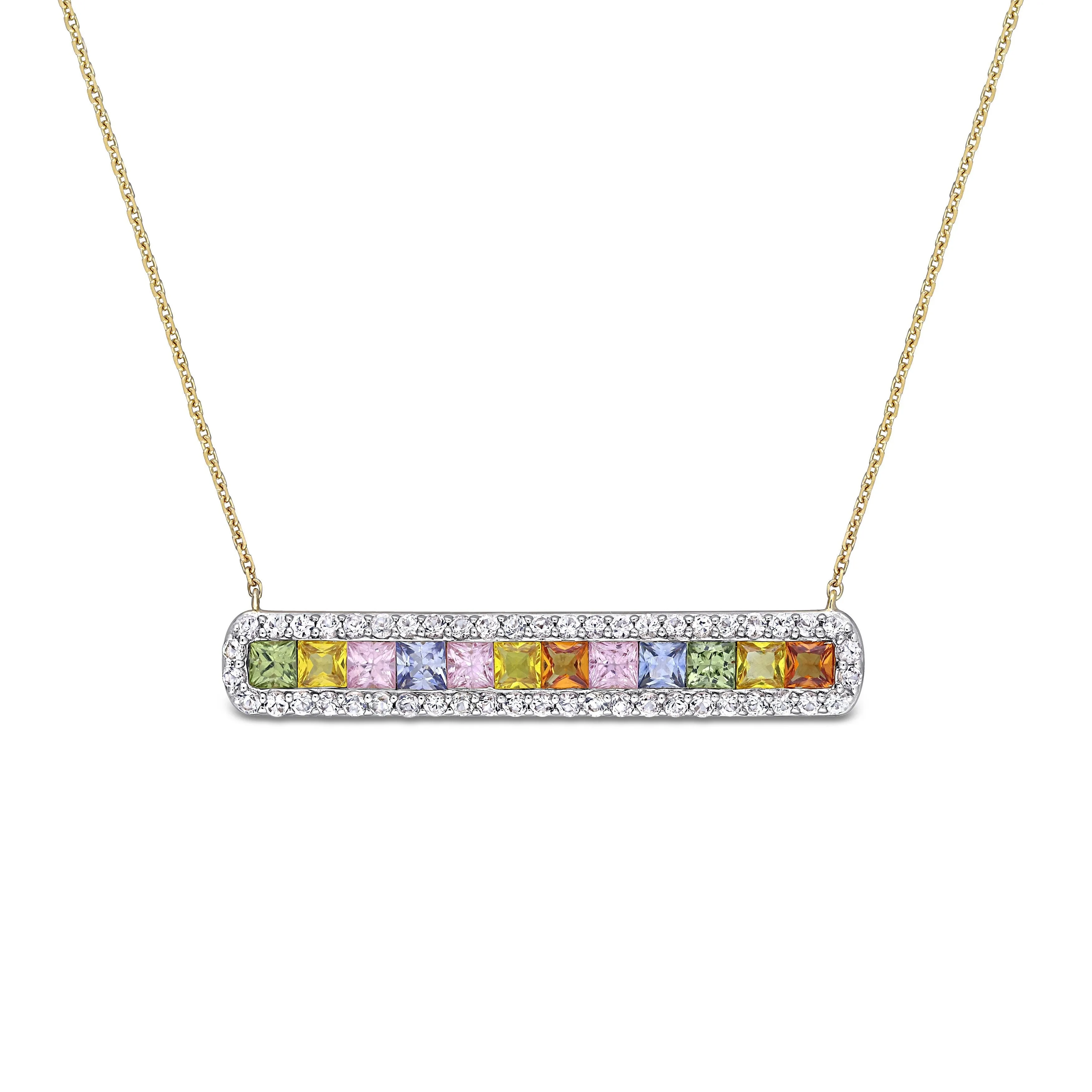 Rainbow Sapphire Bar Necklace