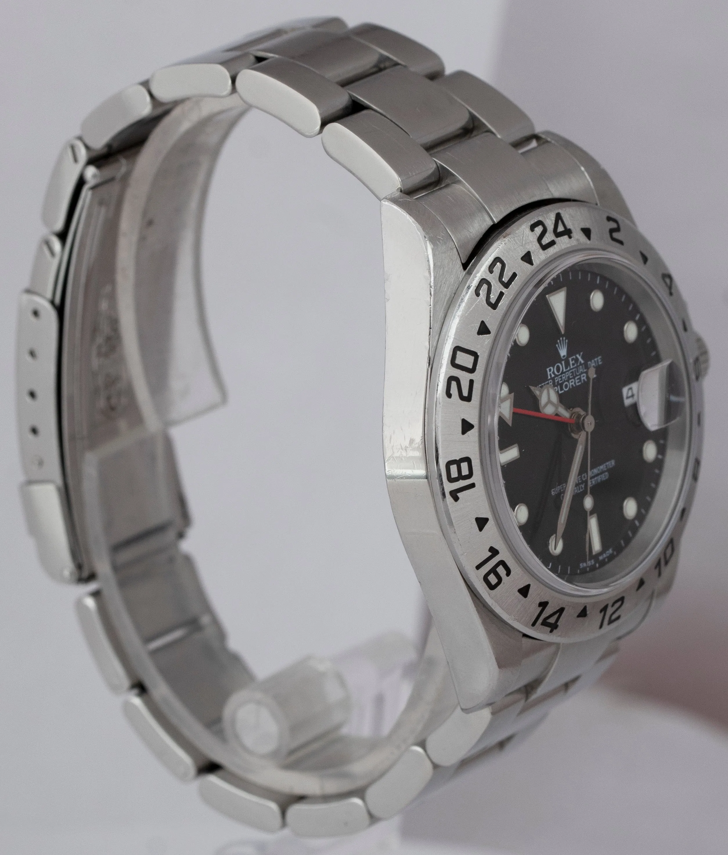RARE ERROR 2005 Rolex Explorer II 16570 Black Steel GMT 40mm Watch PAPERS B P