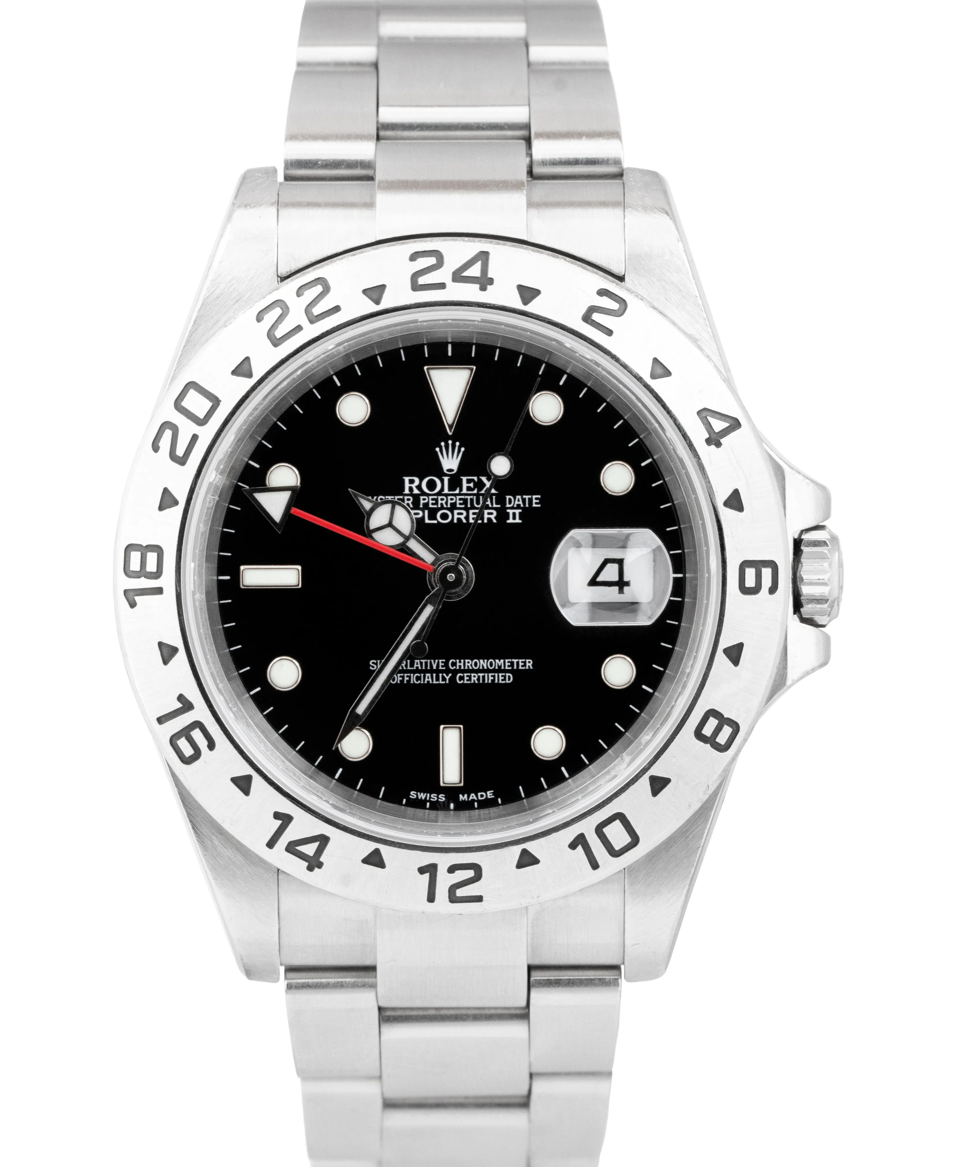 RARE ERROR 2005 Rolex Explorer II 16570 Black Steel GMT 40mm Watch PAPERS B P