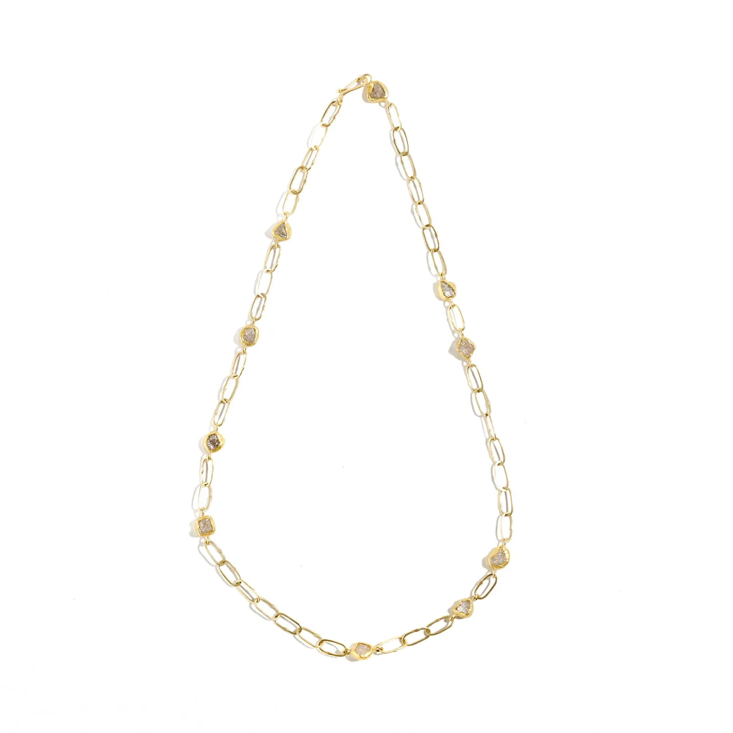 Raw Diamond and Gold Necklace