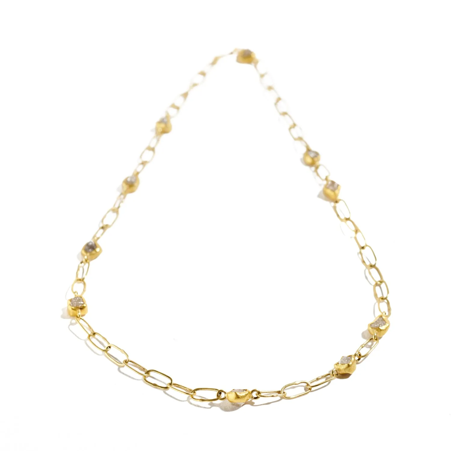 Raw Diamond and Gold Necklace