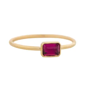 Rectangular Pink Tourmaline "Faye" Ring