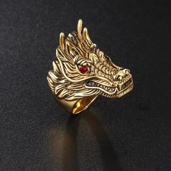 Red Eye Gold Dragon Ring
