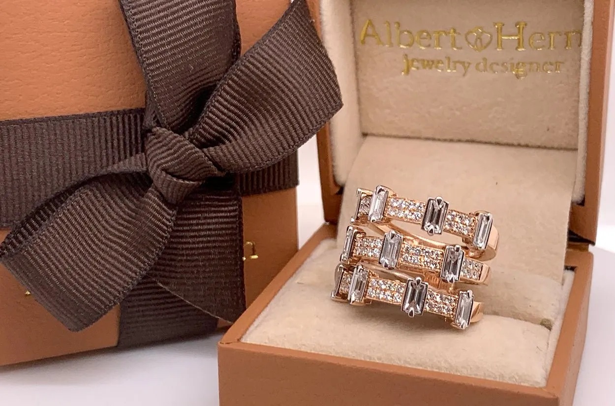 Ring 18kt Rose Gold & Round Baguette Diamonds