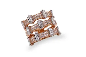 Ring 18kt Rose Gold & Round Baguette Diamonds