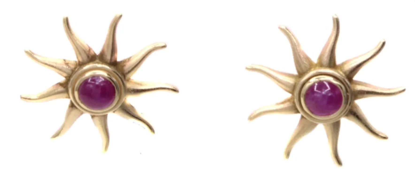 Rive Gauche Jewelry Ruby Gold Sunburst Earrings