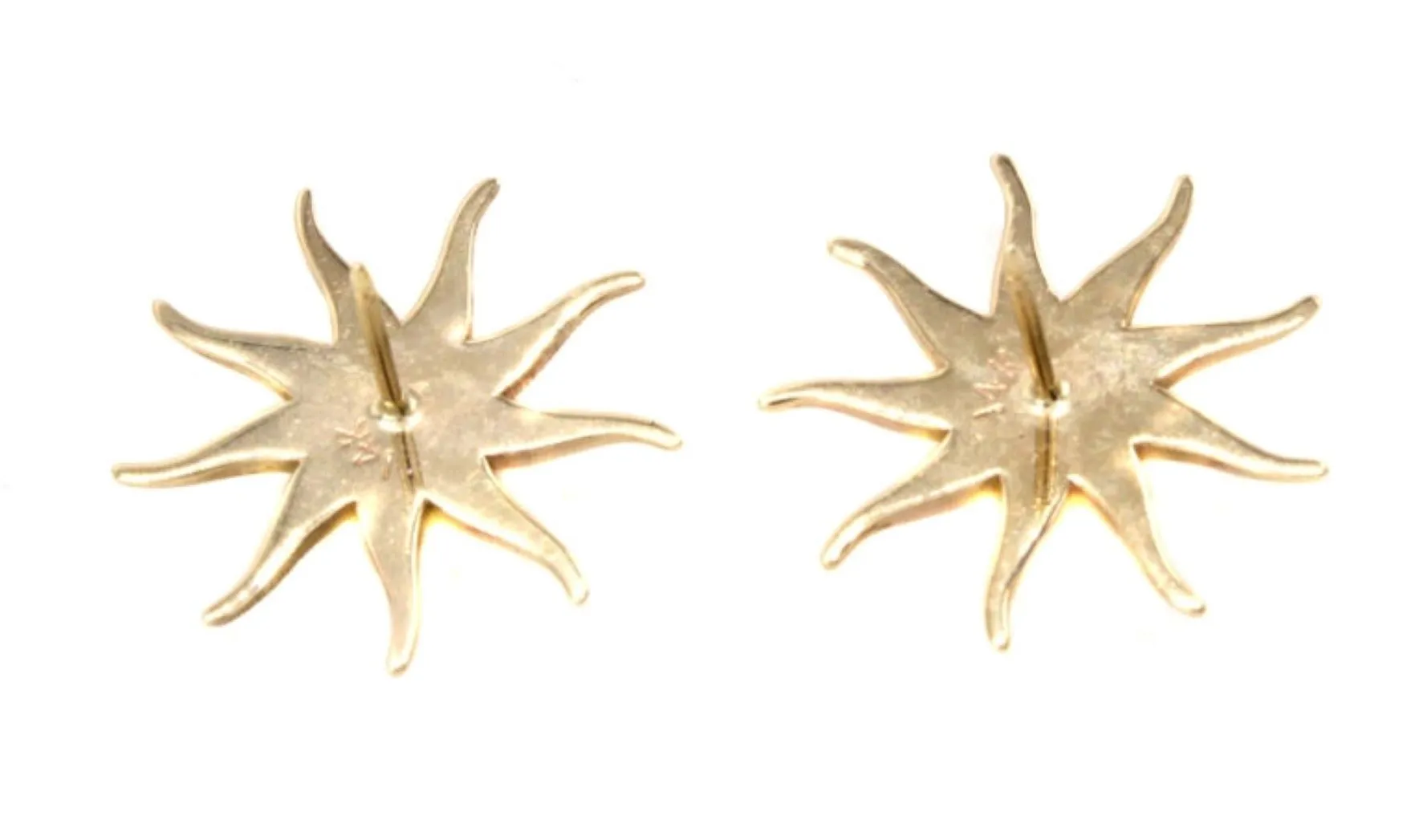 Rive Gauche Jewelry Ruby Gold Sunburst Earrings