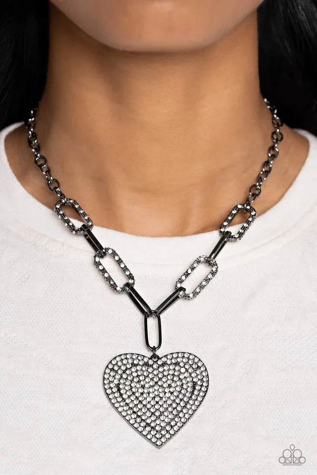 Roadside Romance - Black (Gunmetal) Heart Necklace