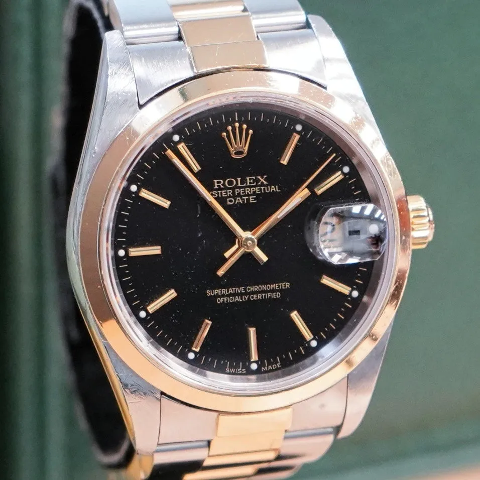 ROLEX Date 15203 34mm Automatic Watch Steel & 18K Gold - Double Box & Papers