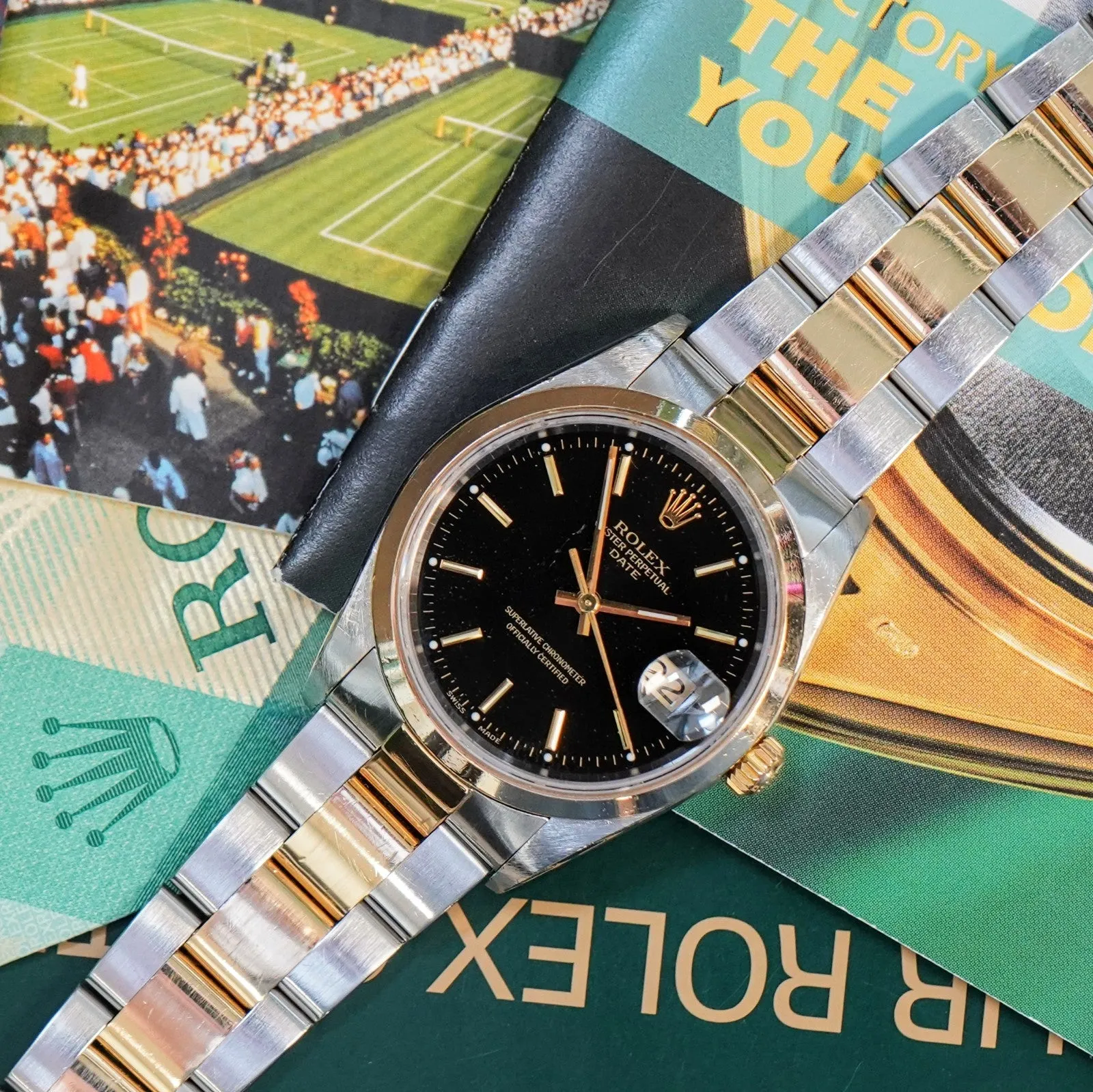 ROLEX Date 15203 34mm Automatic Watch Steel & 18K Gold - Double Box & Papers