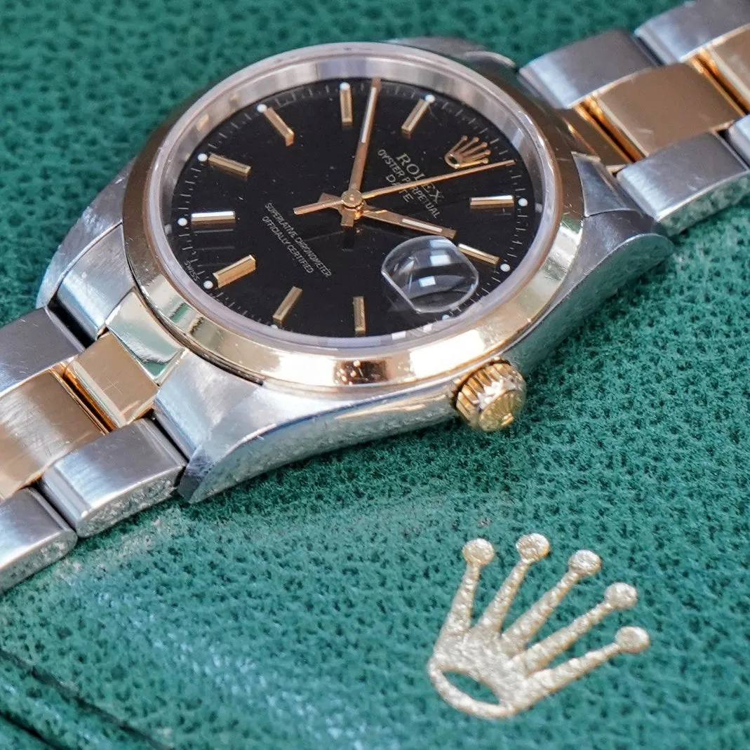 ROLEX Date 15203 34mm Automatic Watch Steel & 18K Gold - Double Box & Papers