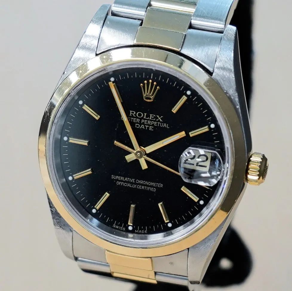 ROLEX Date 15203 34mm Automatic Watch Steel & 18K Gold - Double Box & Papers