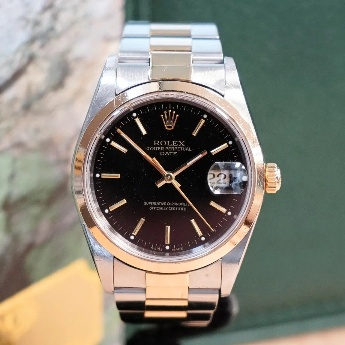ROLEX Date 15203 34mm Automatic Watch Steel & 18K Gold - Double Box & Papers