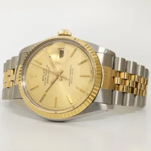 Rolex Datejust 36 18k Yellow Gold & Steel Champagne Dial Jubilee Automatic 16013