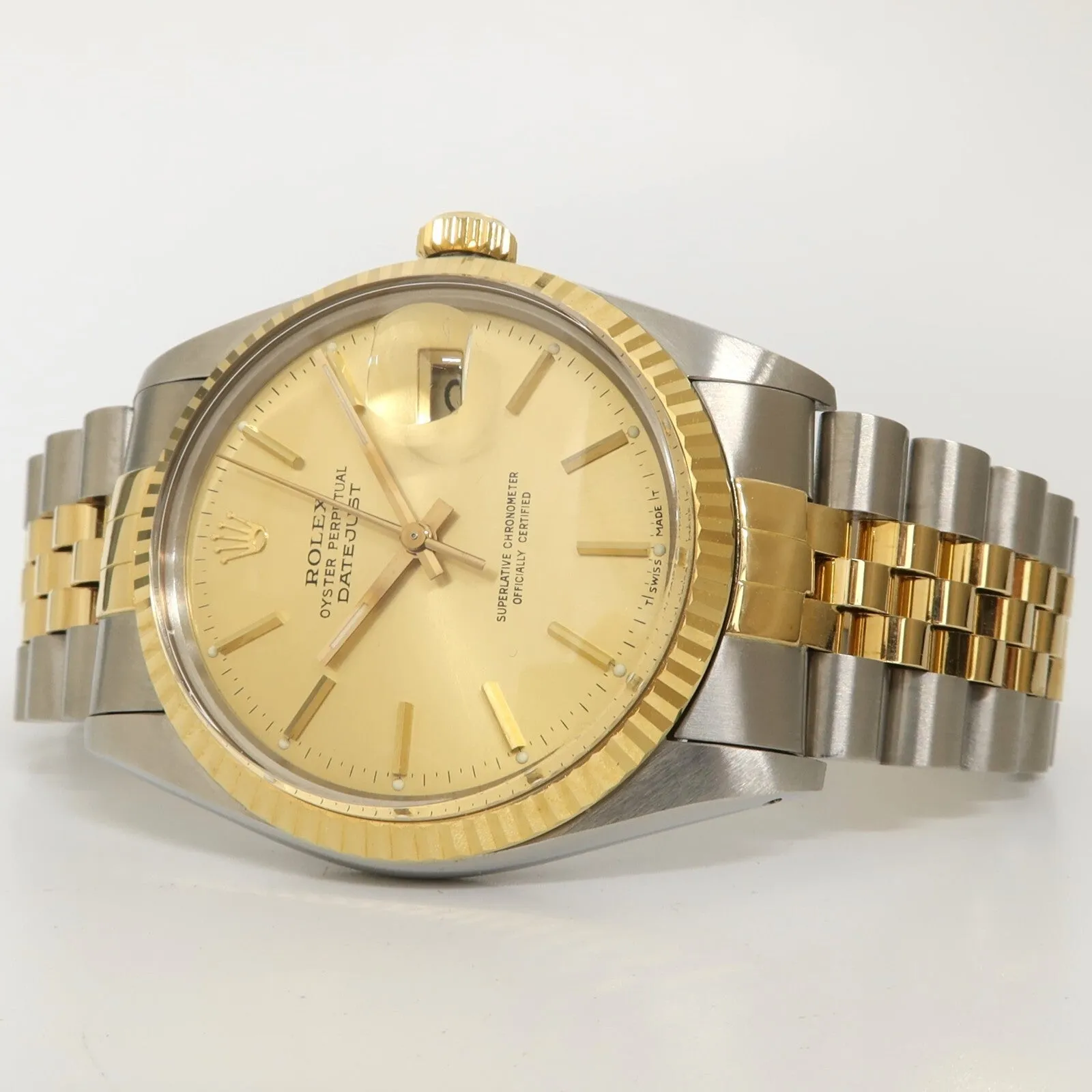 Rolex Datejust 36 18k Yellow Gold & Steel Champagne Dial Jubilee Automatic 16013