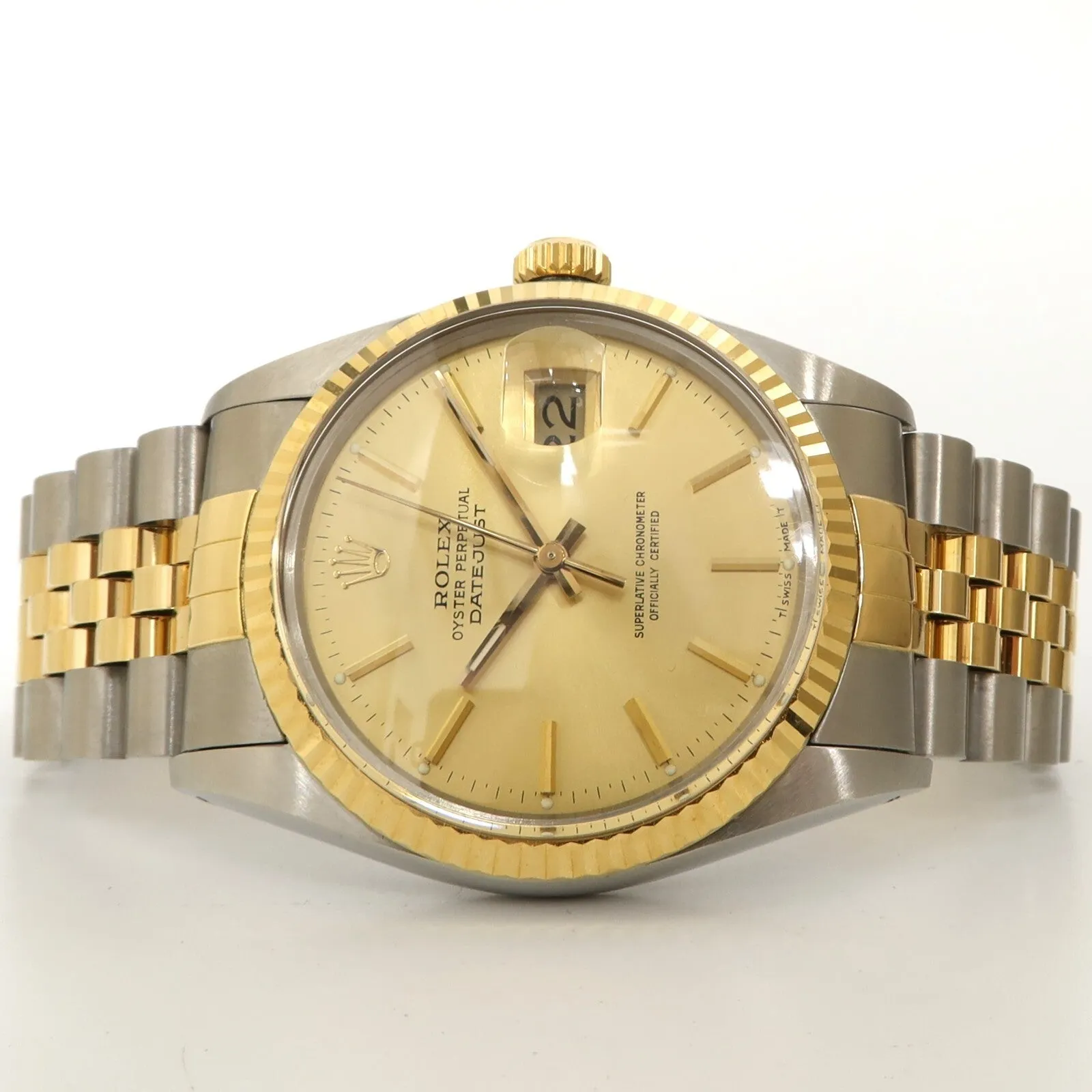 Rolex Datejust 36 18k Yellow Gold & Steel Champagne Dial Jubilee Automatic 16013