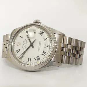 Rolex Datejust 36 White Roman "Buckley Dial" Stainless Steel Jubilee 16030