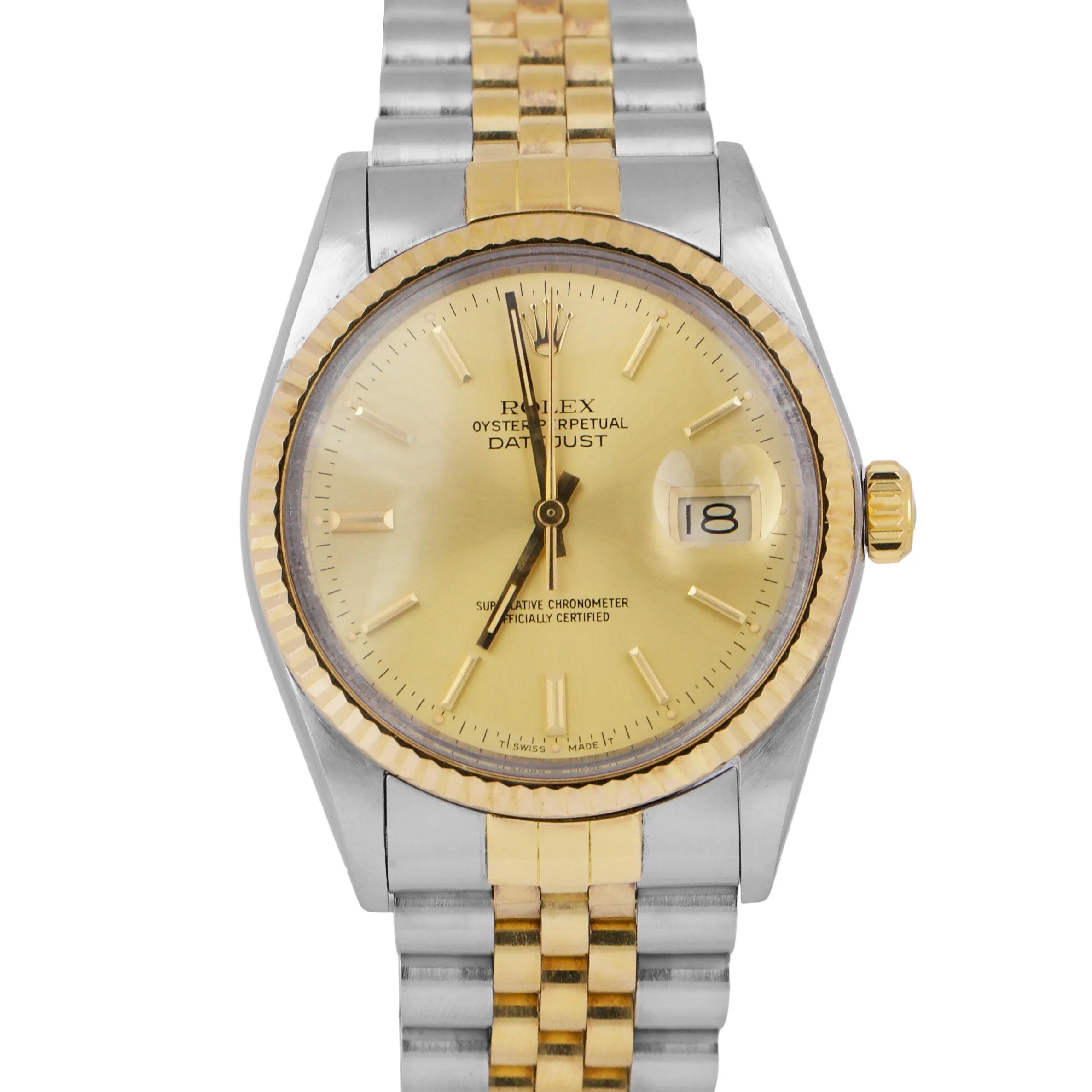 Rolex DateJust 36mm CHAMPAGNE 18K Yellow Gold Stainless Steel JUBILEE 16013