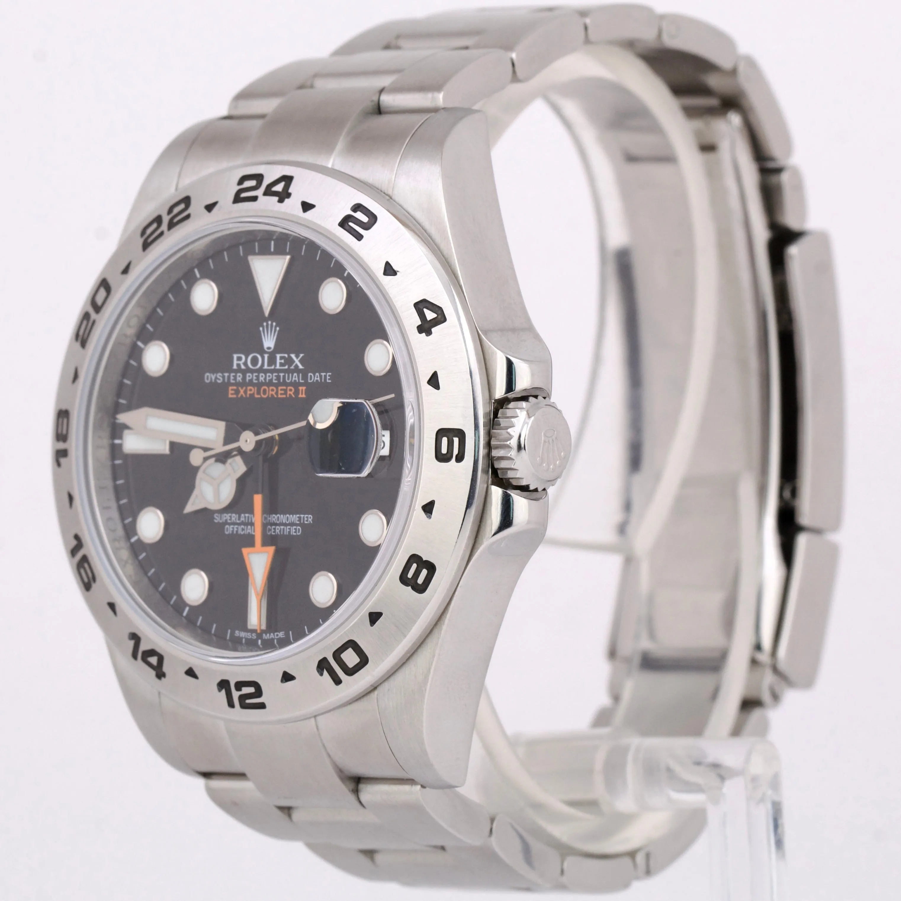 Rolex Explorer II Black Orange Stainless Steel GMT Date 42mm Oyster Watch 216570