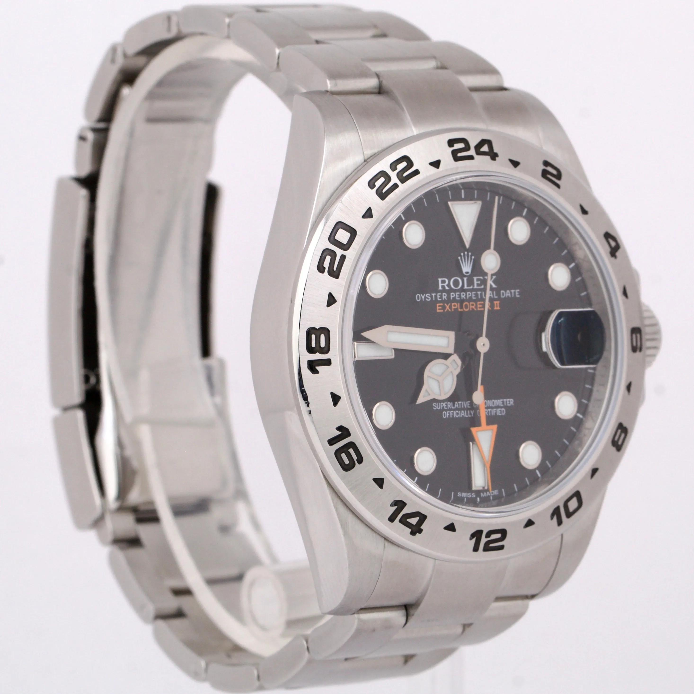 Rolex Explorer II Black Orange Stainless Steel GMT Date 42mm Oyster Watch 216570