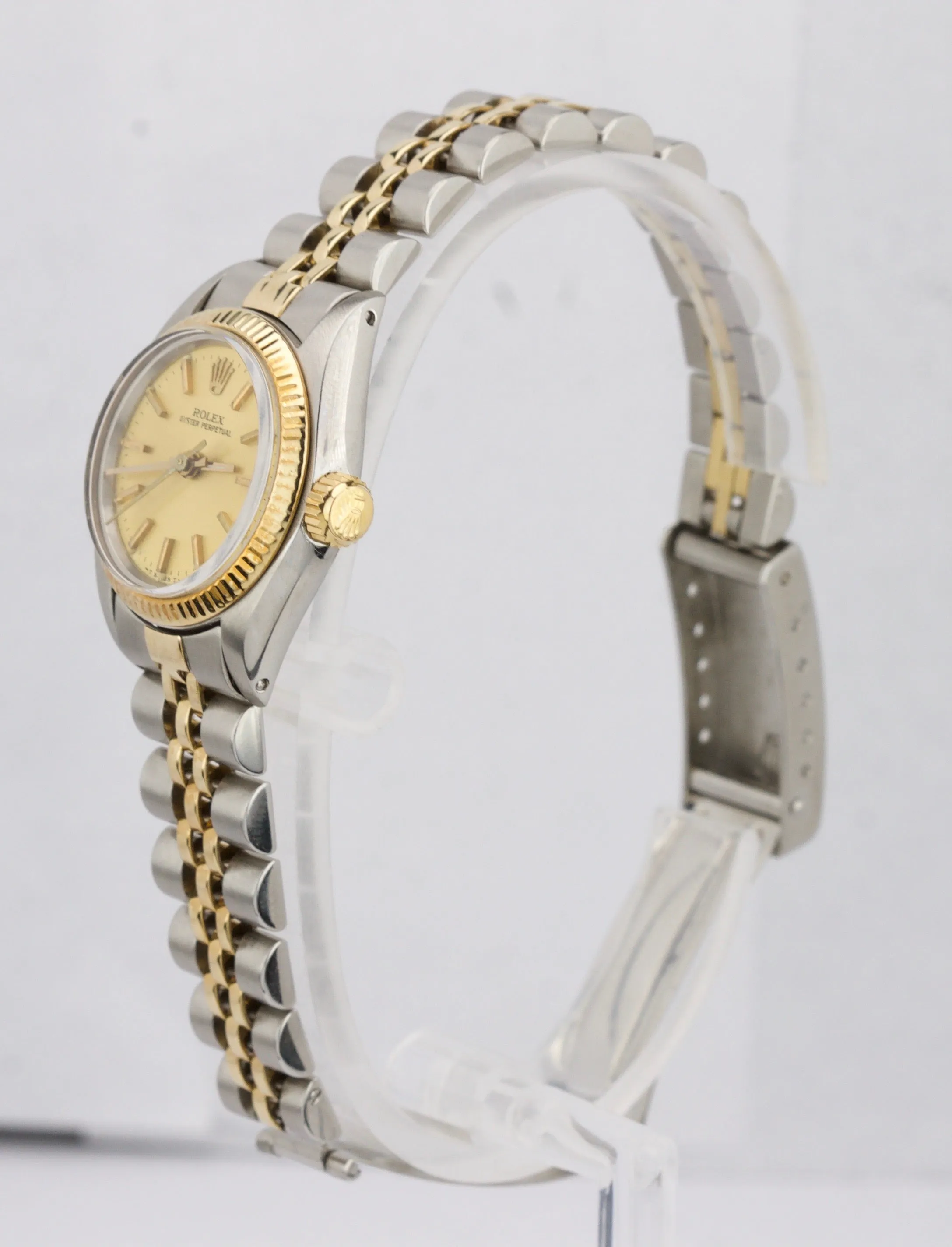 Rolex Oyster Perpetual 24mm Two-Tone Yellow Gold CHAMPAGNE Jubilee Watch 6719