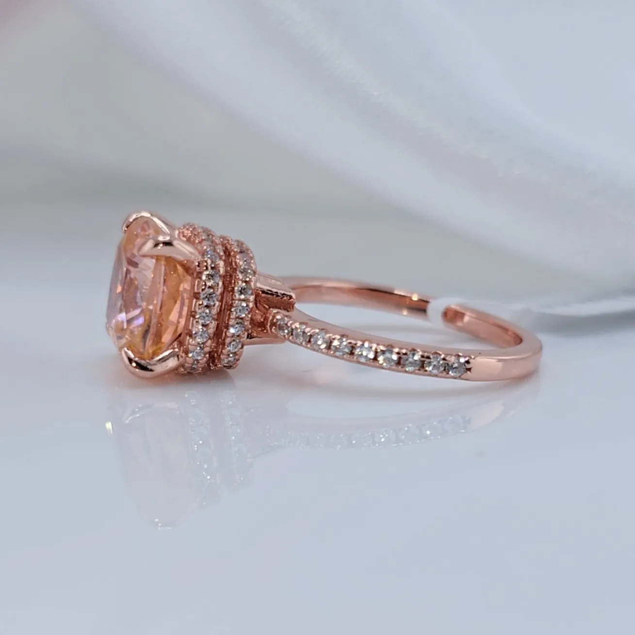 Rose Gold 3.5ct Champagne Stone Cushion Cut Engagement Ring