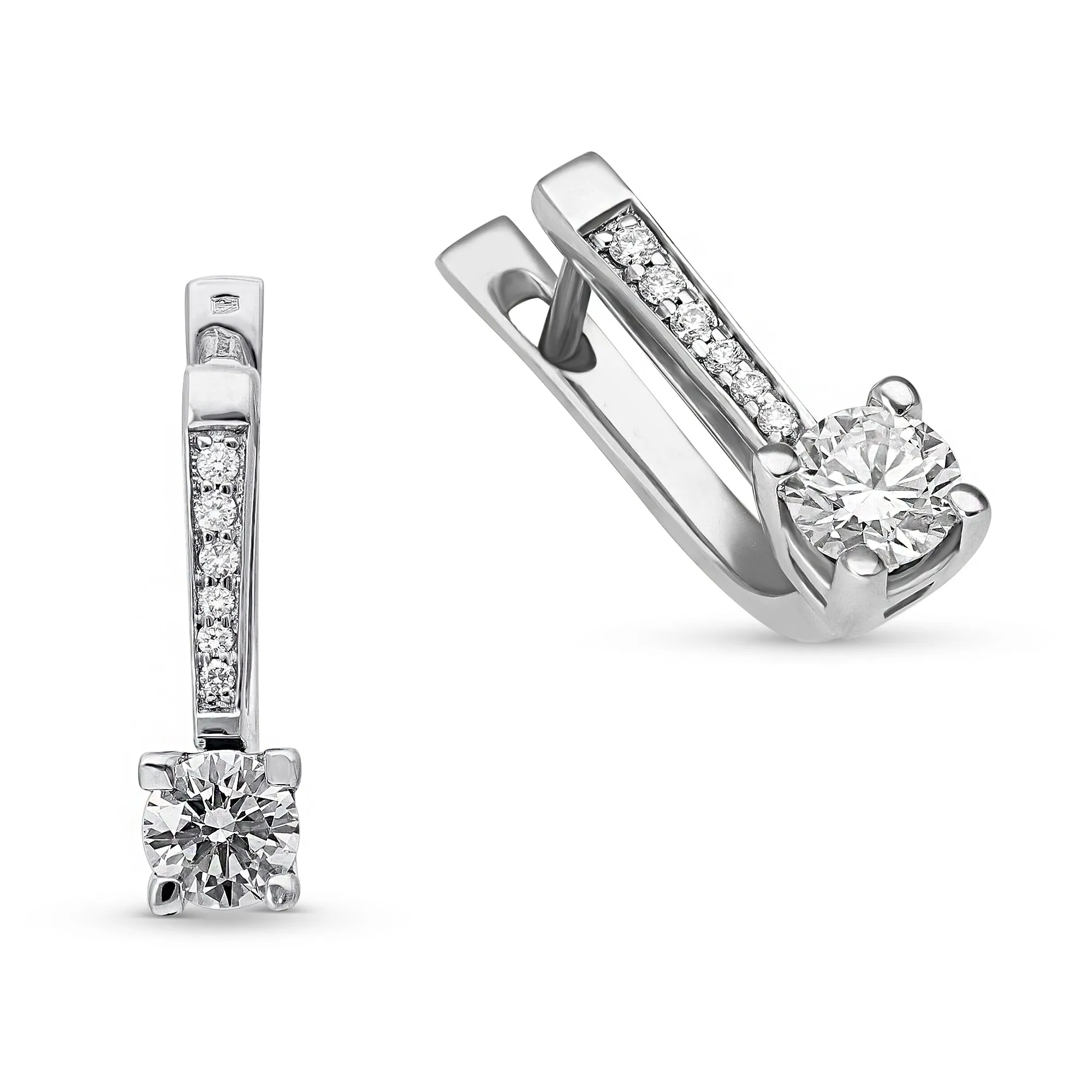 Round Brilliant Cut Diamond Square Earring - 1.3 Carat