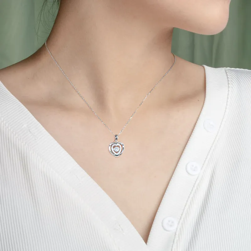 Round Cut 0.5ct Moissanite Heart-shaped Dancing Pendant Necklace
