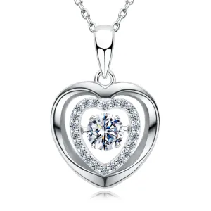 Round Cut 0.5ct Moissanite Heart-shaped Dancing Pendant Necklace