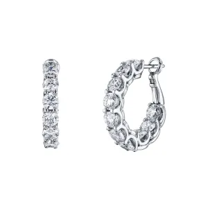 Round Cut 18K White Gold 3.88ct Inside-Out Diamond Hoop Earrings (Pre-Order)