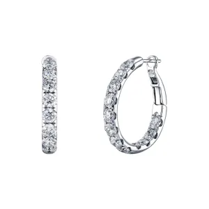 Round Cut 18K White Gold 4.51ct Inside-Out Diamond Hoop Earrings (Pre-Order)