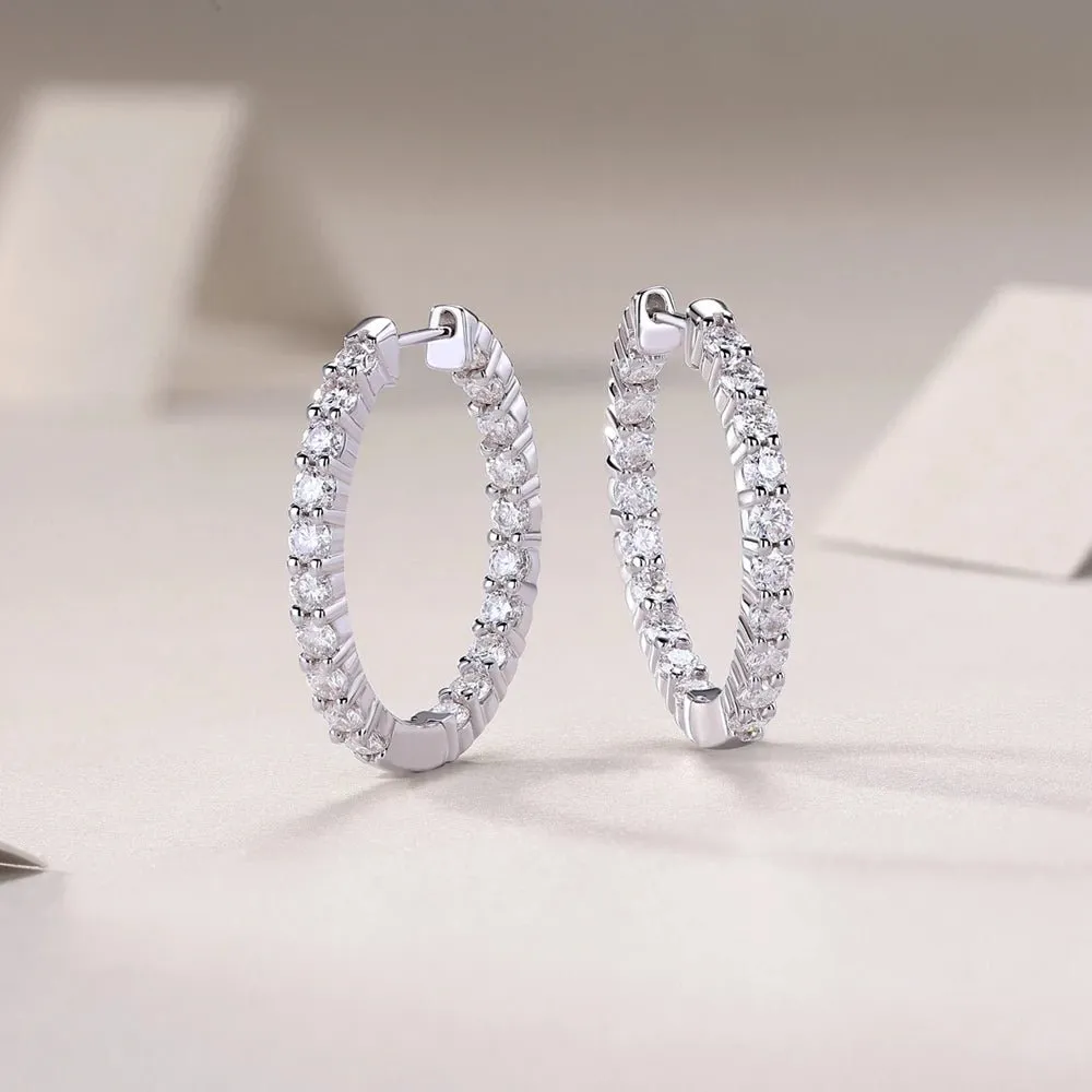 Round Cut Diamond Hoop Earrings