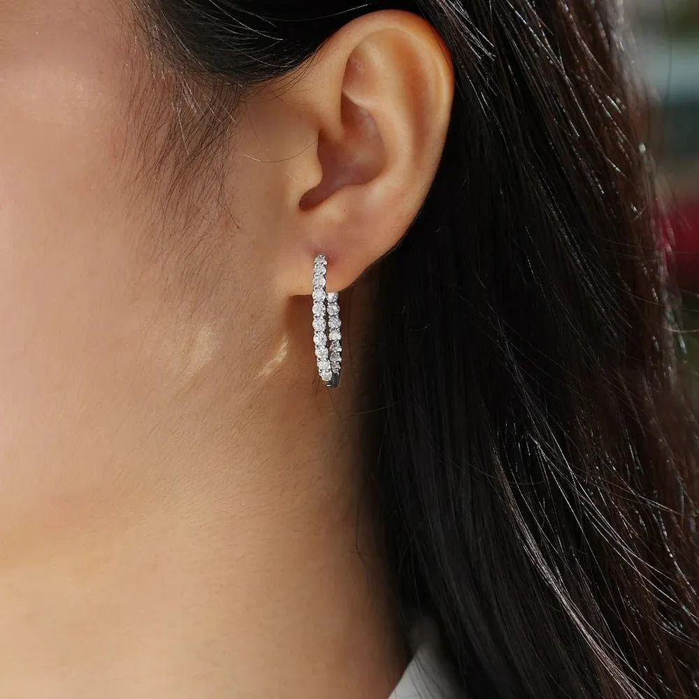 Round Cut Diamond Hoop Earrings