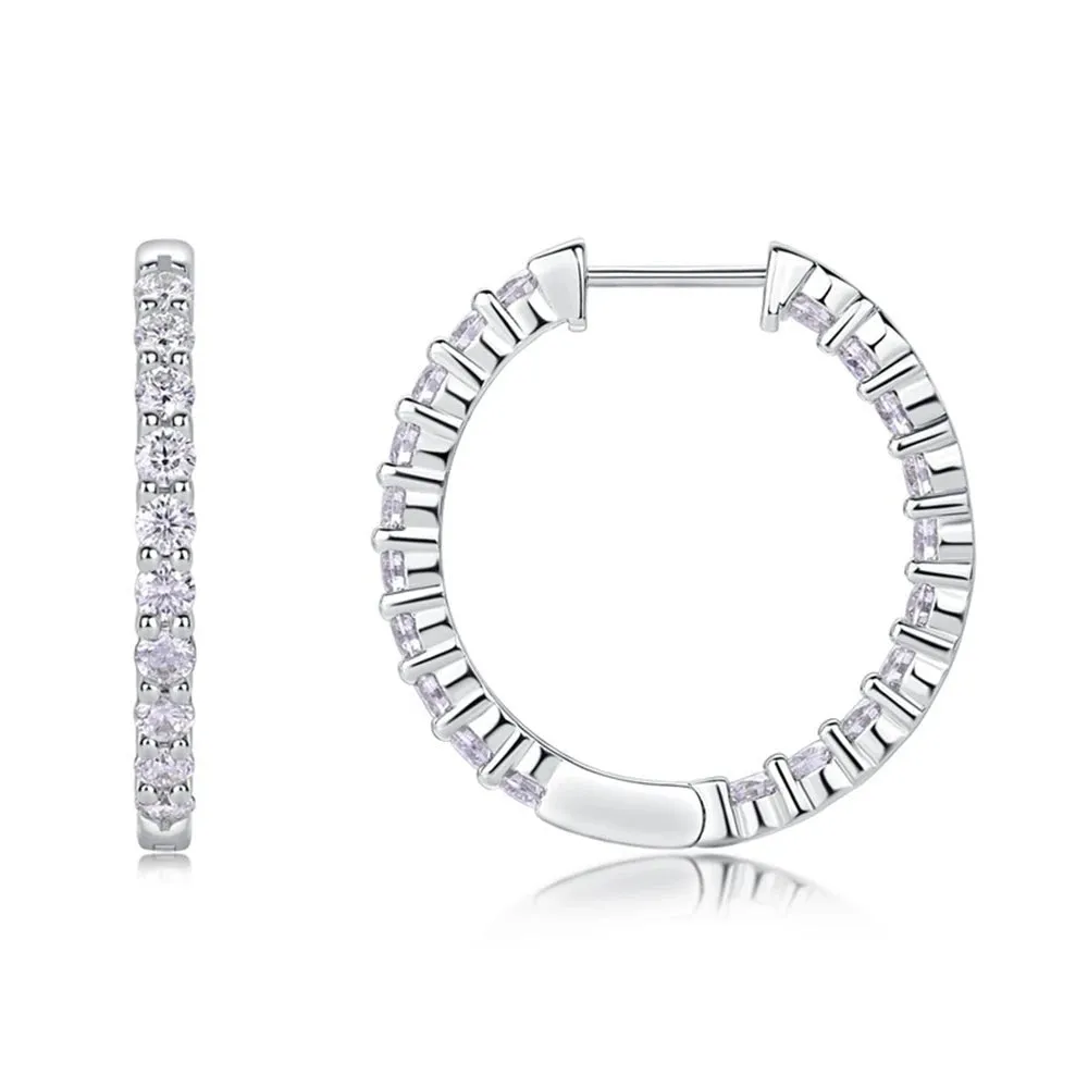 Round Cut Diamond Hoop Earrings