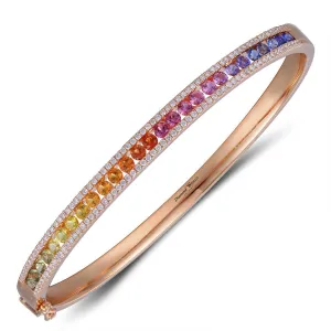 Round cut Multi colour Sapphires & Diamonds Bangle