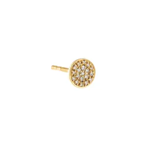Round Diamond Disc Stud Earring 14K