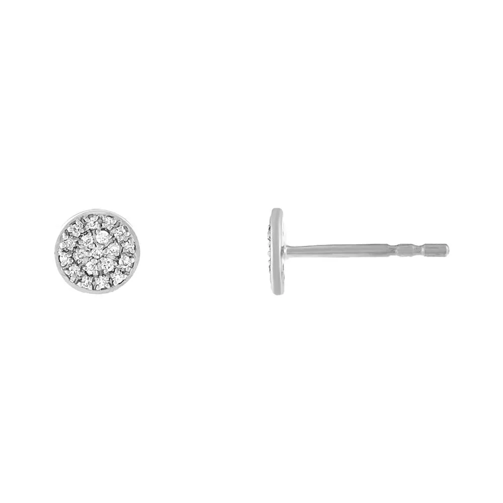 Round Diamond Disc Stud Earring 14K